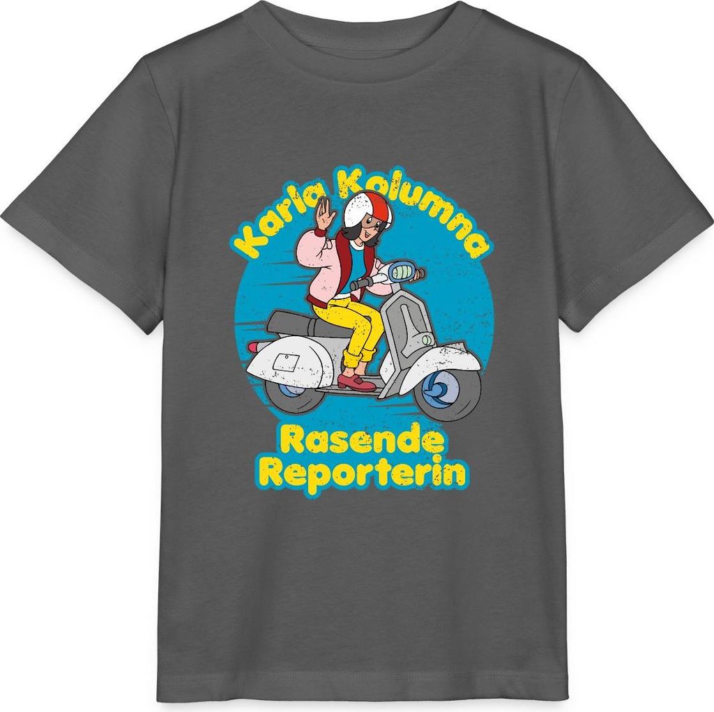 Spreadshirt Karla Kolumna Rasende Reporterin Kinder Basic T-Shirt, 122/128 (7-8 Jahre), Anthrazit