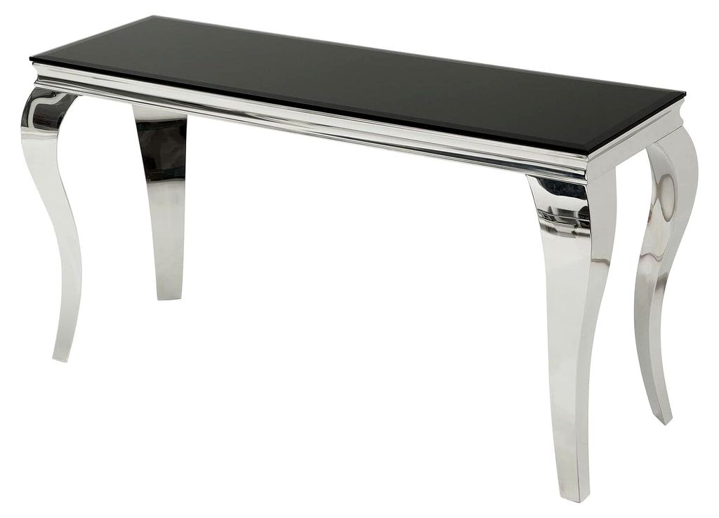 Konsolentisch MODERN BAROCK schwarz Opalglas Beistelltisch Konsole Tisch Silber Edelstahl