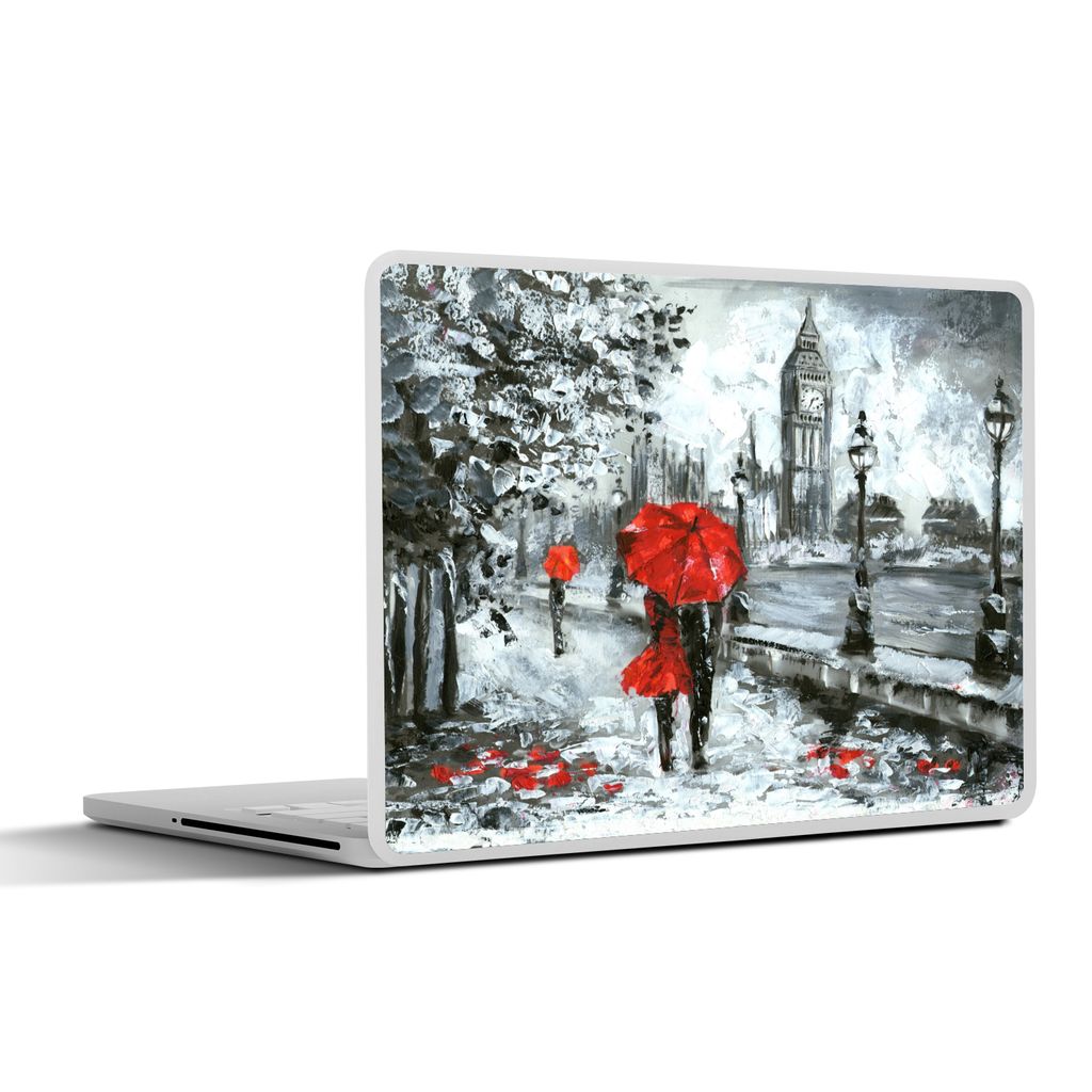 MuchoWow Laptop Aufkleber Sticker Cover Gemälde - Regenschirm - Öl 25x18 cm - Laptop-Deko