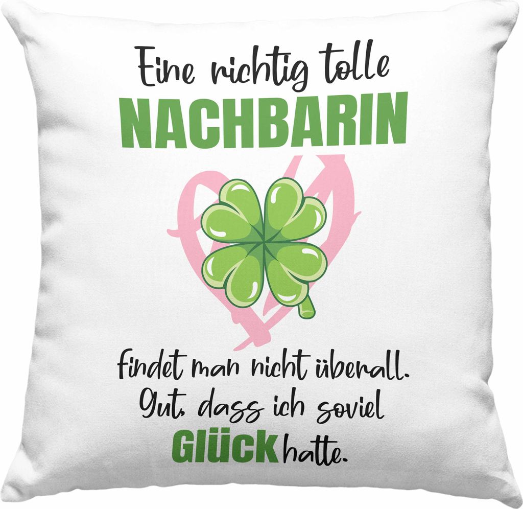 Trendation - Beste Nachbarin Deko-Kissen mit Füllung 40x40 Geschenk Geburtstag Freundin Lieblings Nachbarin Geschenkidee Abschied Abschiedsgeschen...