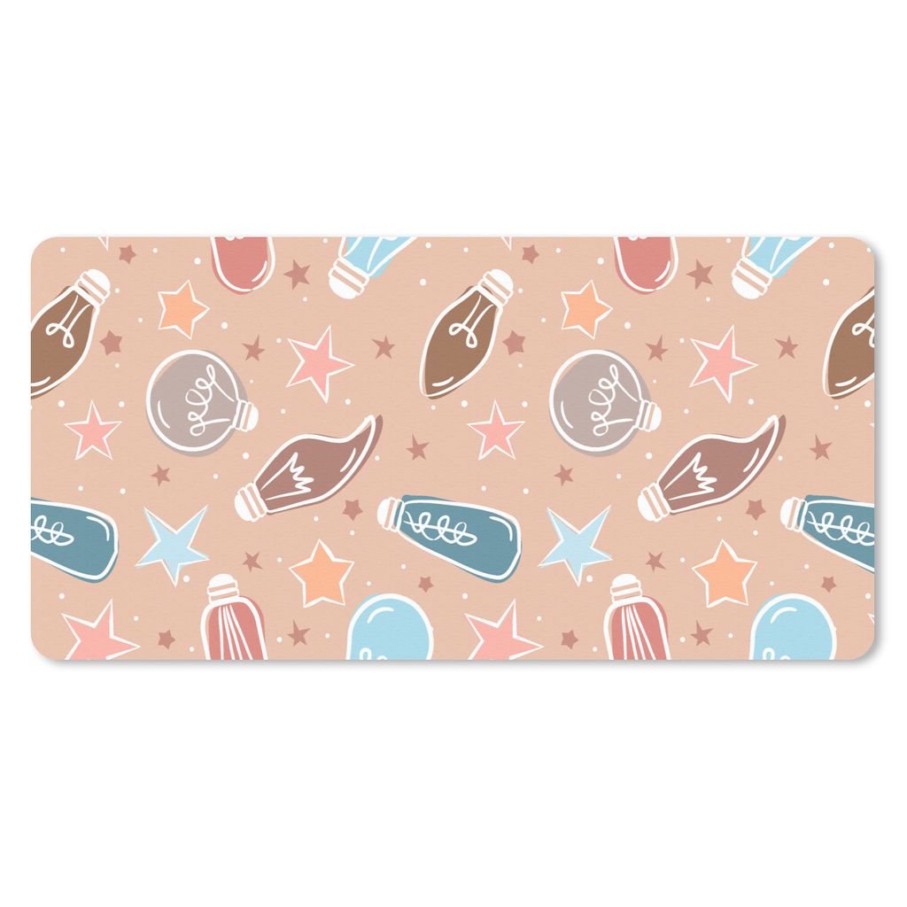 MuchoWow Mauspad Mousepad Karikatur - Pastell - Lampe 60x30 cm - Mousepads - Maus Mat - Pad - Mausunterlage - Nachhaltig