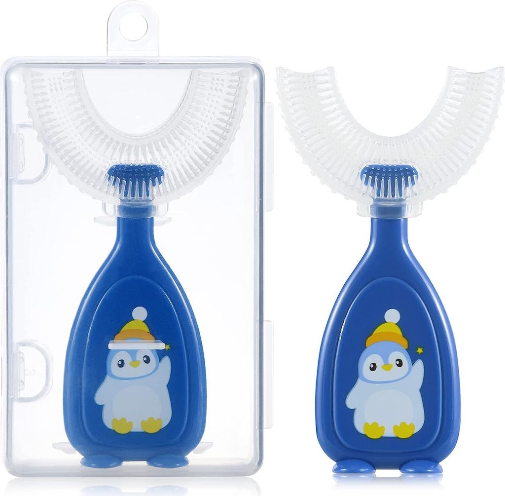 Kinder U-förmige Zahnbürste W / Fall, Kinder Baby Kleinkind U Zahnbürste für 360 ° mündliche Reinigung Zähne Whitening Zahnfleisch Massage, ...