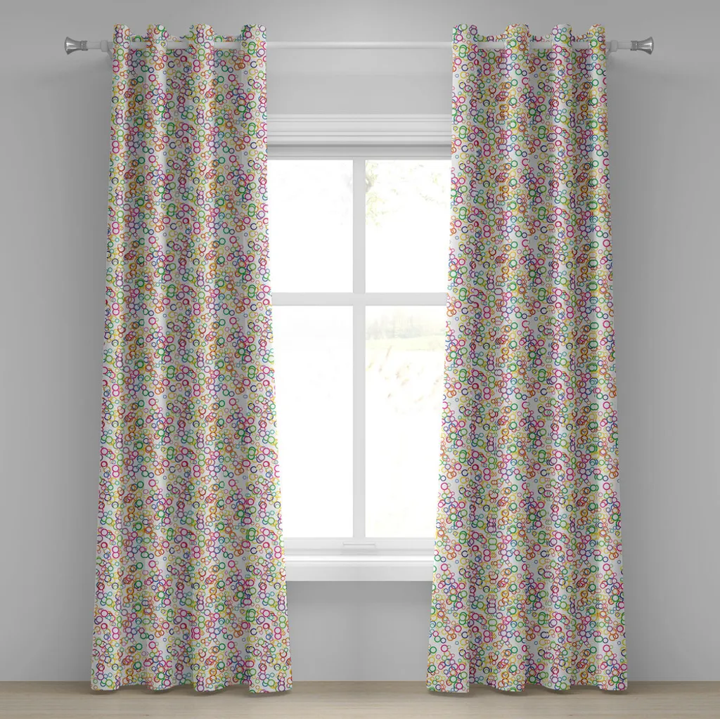 ABAKUHAUS Tenda con occhielli arcobaleno, motivi geometrici arcobaleno party stile pop art moderno illustrazione, tende decorative a 2 pannelli per finestre, 280 cm x 175 cm, lavanda salmone