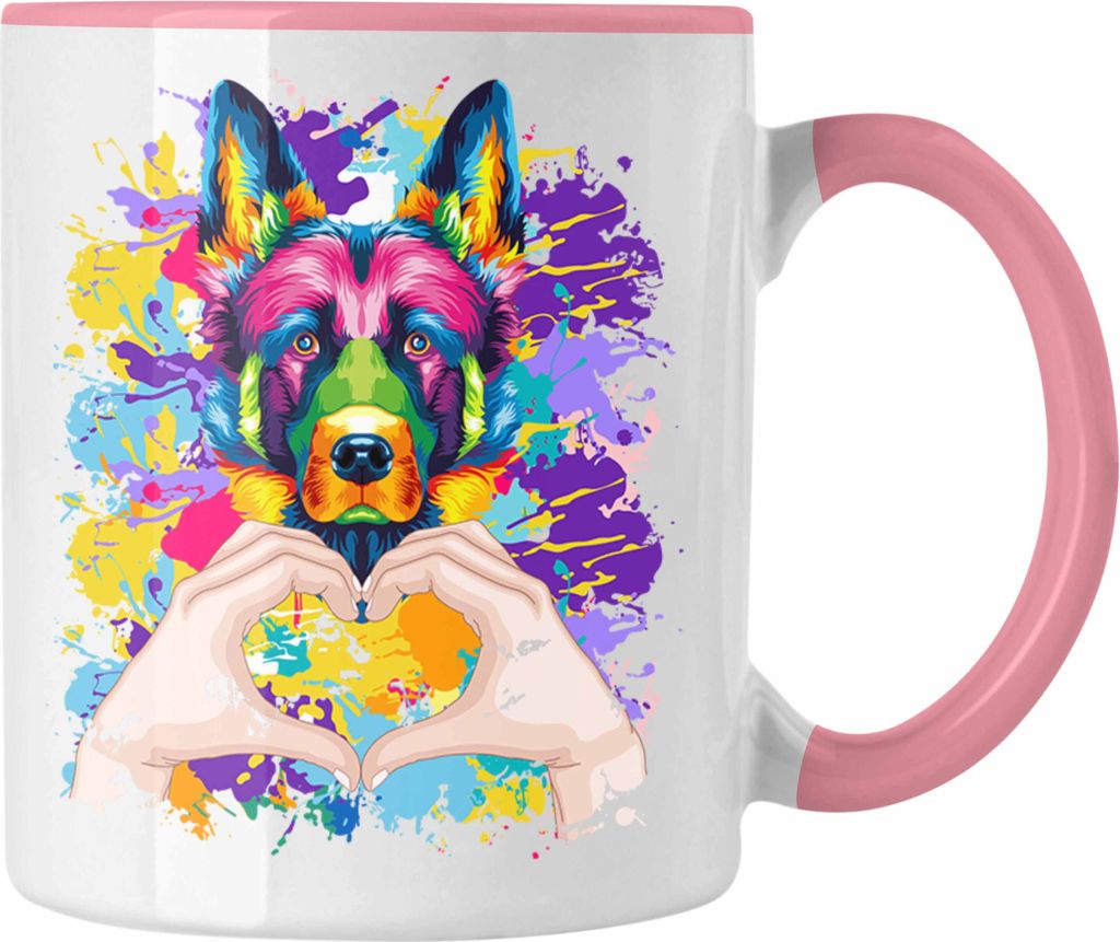 Trendation - Schäferhund Besitzer Farbe Love Tasse Geschenk Lustiger Spruch Geschenkidee Schäferhund Besitzerin (Rosa)