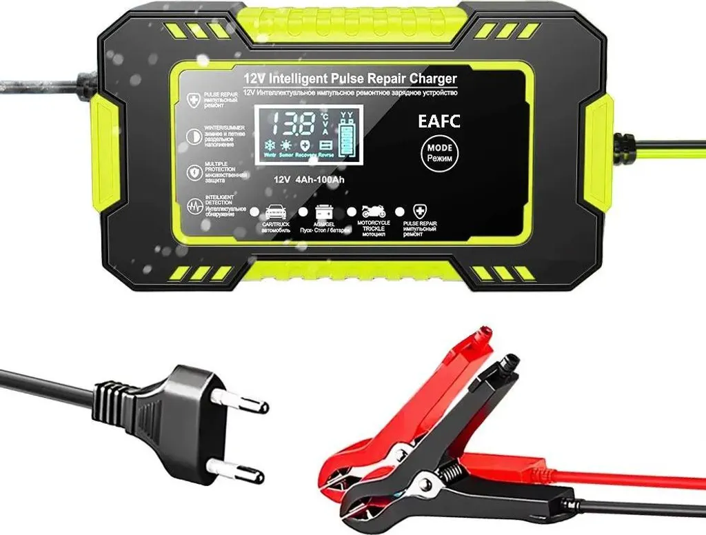 Caricatore Batteria Intelligente LCD Giallo: Manutenzione Facile