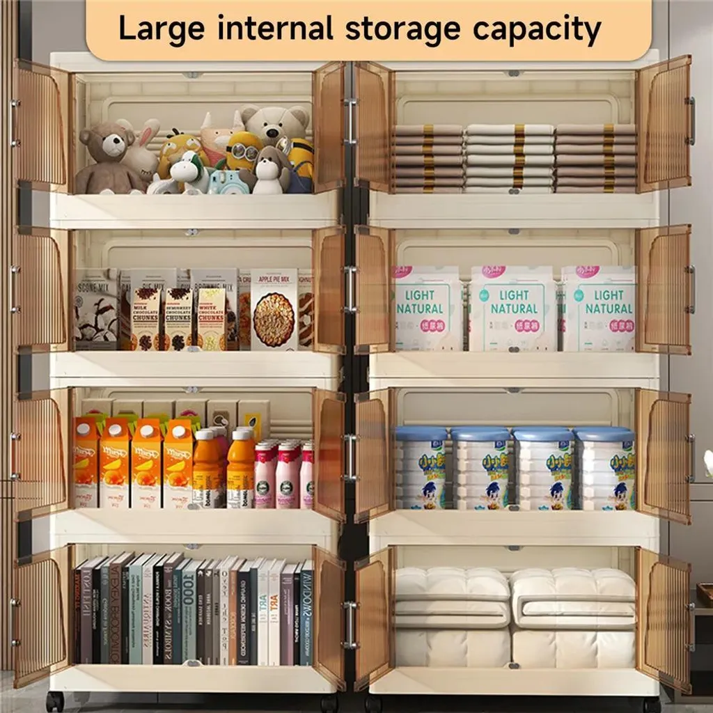 Meuble de rangement sans assemblage pliable et empilable 4 compartiments - 9