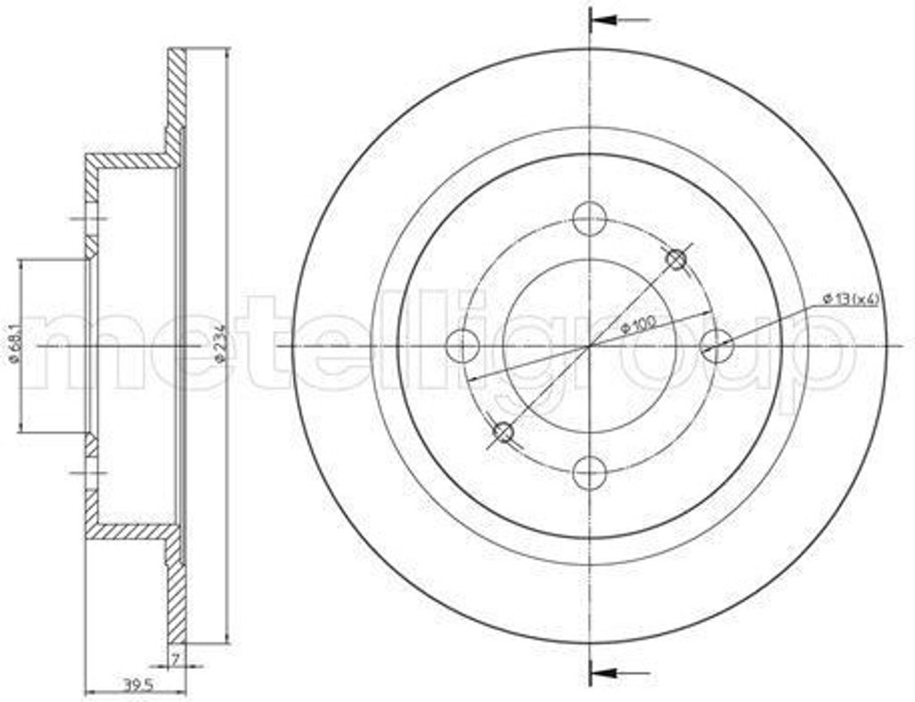 2x METELLI Bremsscheibe 23-0661 für NISSAN ALMERA I Hatchback (N15) 39 5mm