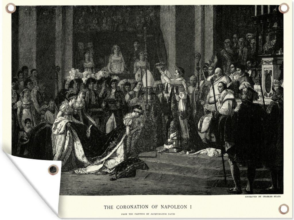 MuchoWow 40x30 cm Outdoor-Poster Gartendeko Sichtschutz Garten Poster für den Garten Illustration von Napoleon Bonaparte und einer großen Grupp...