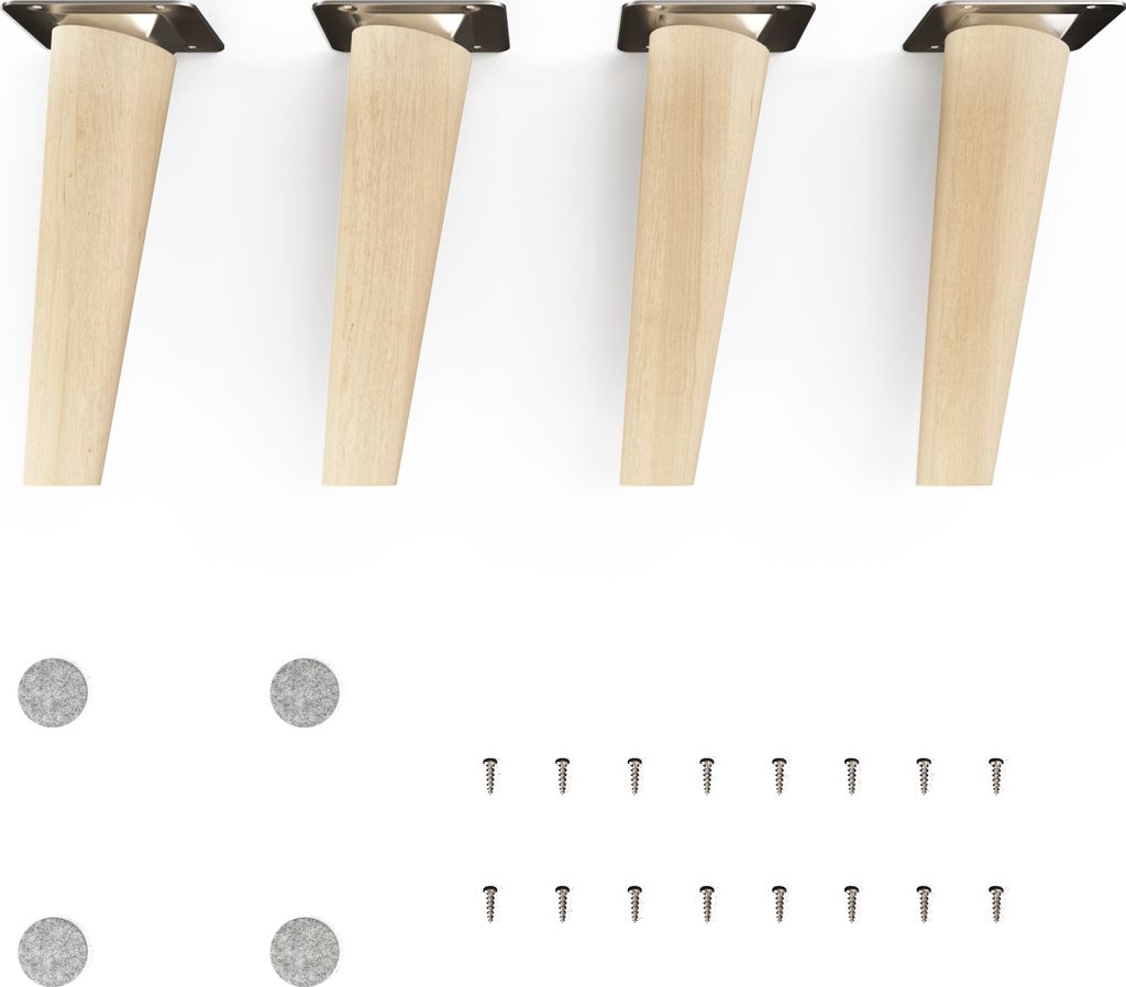 4x sossai Holzfüße rund - schräge Ausführung 15cm Buche Produktbild 