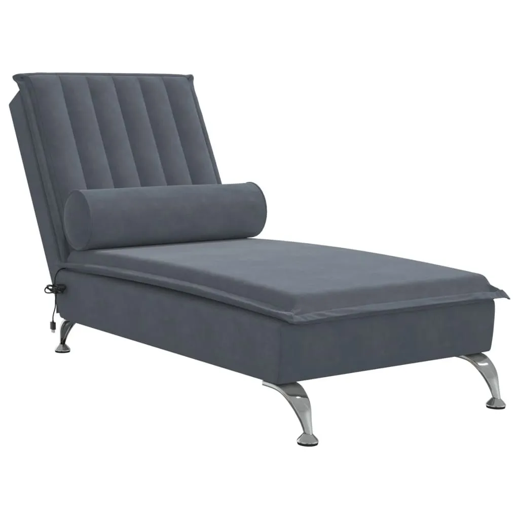 Chaise Longue Massaggiante Grigio Scuro | Benessere in Velluto Bolster