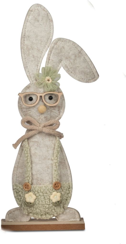 Deko Hase Brille Osterhase Filz Oster Tier Figur Skulptur Ei Kaninchen Objekt