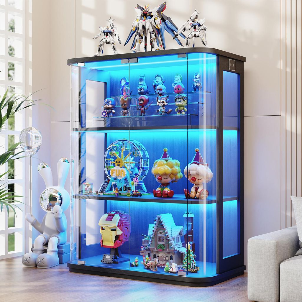 BROTTAR Glasvitrine mit Rundbogen,Schwarz, LED mit Produktbild 