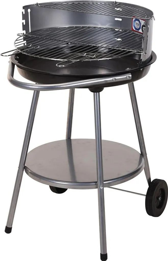 Barbecue charbon de bois ø51cm avec roues et grille de cuisson acier
