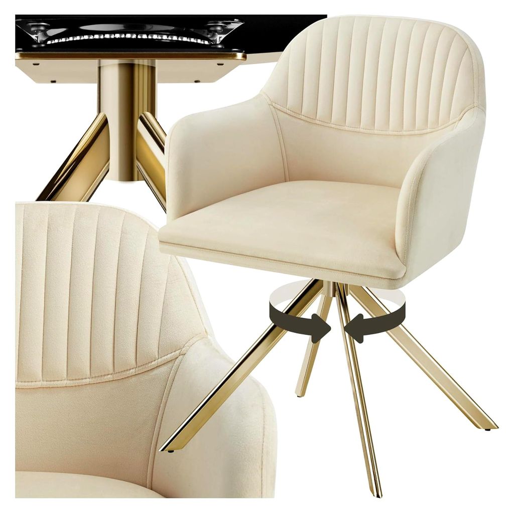 Drehbarer Esszimmerstuhl, Armlehnstuhl, ergonomischer Samtstuhl, Stühle für Esszimmer, Möbel für Wohnzimmer, Arbeitszimmer, Esstisch, Schminkti...