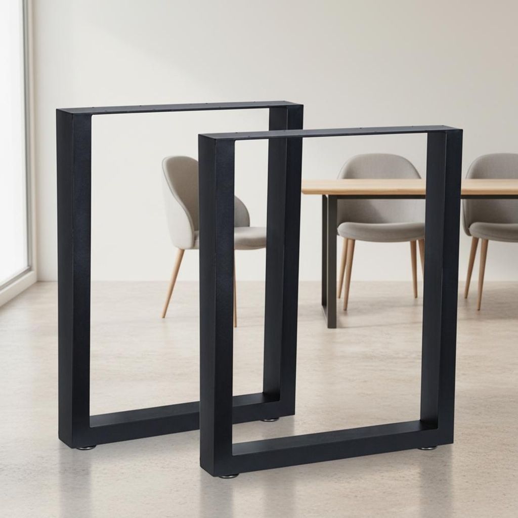 Tischkufen 2er-Set Stahl 80×72 cm schwarz, Industrie-Stil, Produktbild 