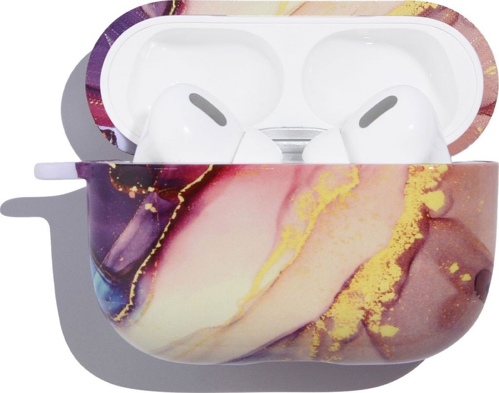 Mobigear Marble Apple AirPods Pro 1 Hardcase Hülle - Gold / Lila
