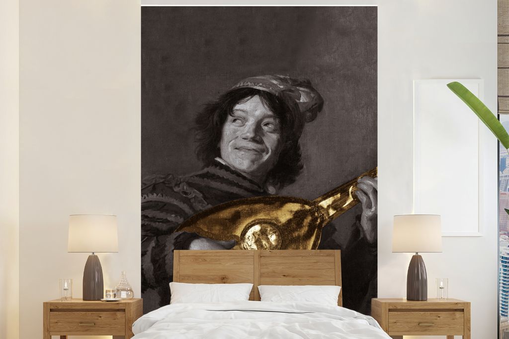 MuchoWow Fototapete für Wohnzimmer oder Schlafzimmer Wandtapete Vinyl Motivtapete Der Lautenspieler - Frans Hals - Gold - Alte Meister - 145x220...