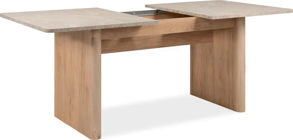 Grande table de repas extensible bois et effet pierre travertin 200cm - 5