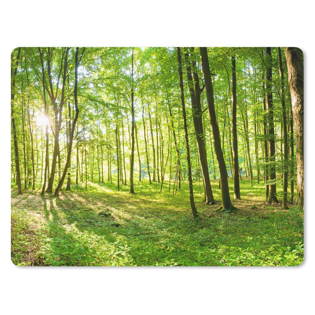 MuchoWow Mauspad Mousepad Natur - Bäume - Wald - Grün - Sonnenlicht 40x30 cm - Mousepads - Maus Mat - Pad - Mausunterlage - Anti Rutsch