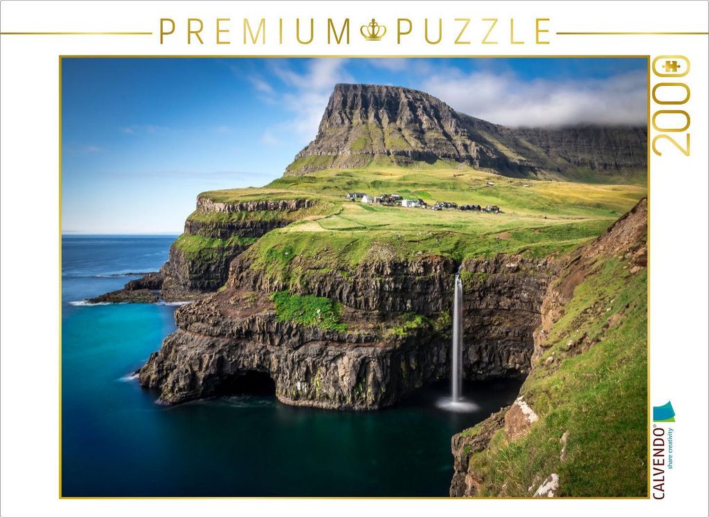CALVENDO Puzzle Panoramablick Mulafossur Wasserfall Färöer Inseln 2000 Teile Puzzle quer | 2000 Teile Lege-Größe 90x67cm Foto-Puzzle für glüc...