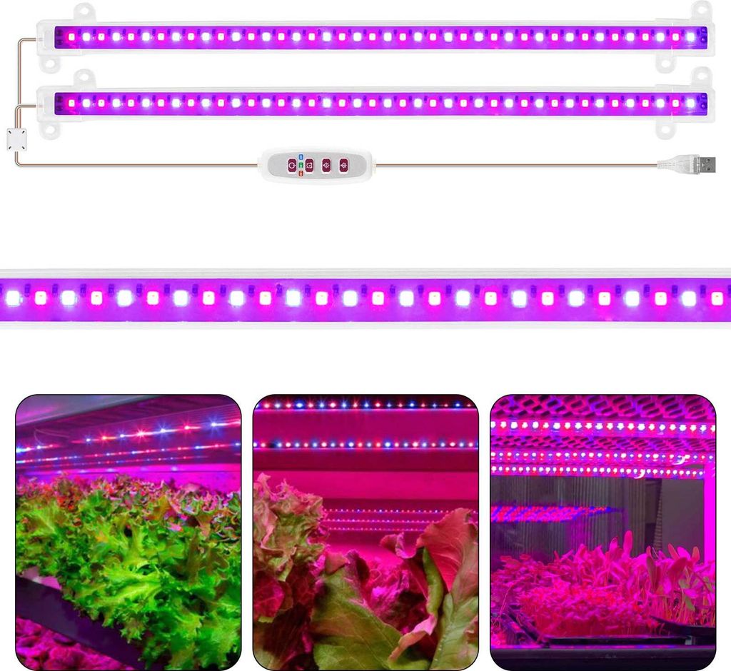 2 Stäbe Pflanzenlichtstreifen für Zimmerpflanzen Pflanzenlampe LED Pflanzenlicht Vollspektrum mit Ein-/Aus-Timer 5 Helligkeiten Wachstumslampenle...