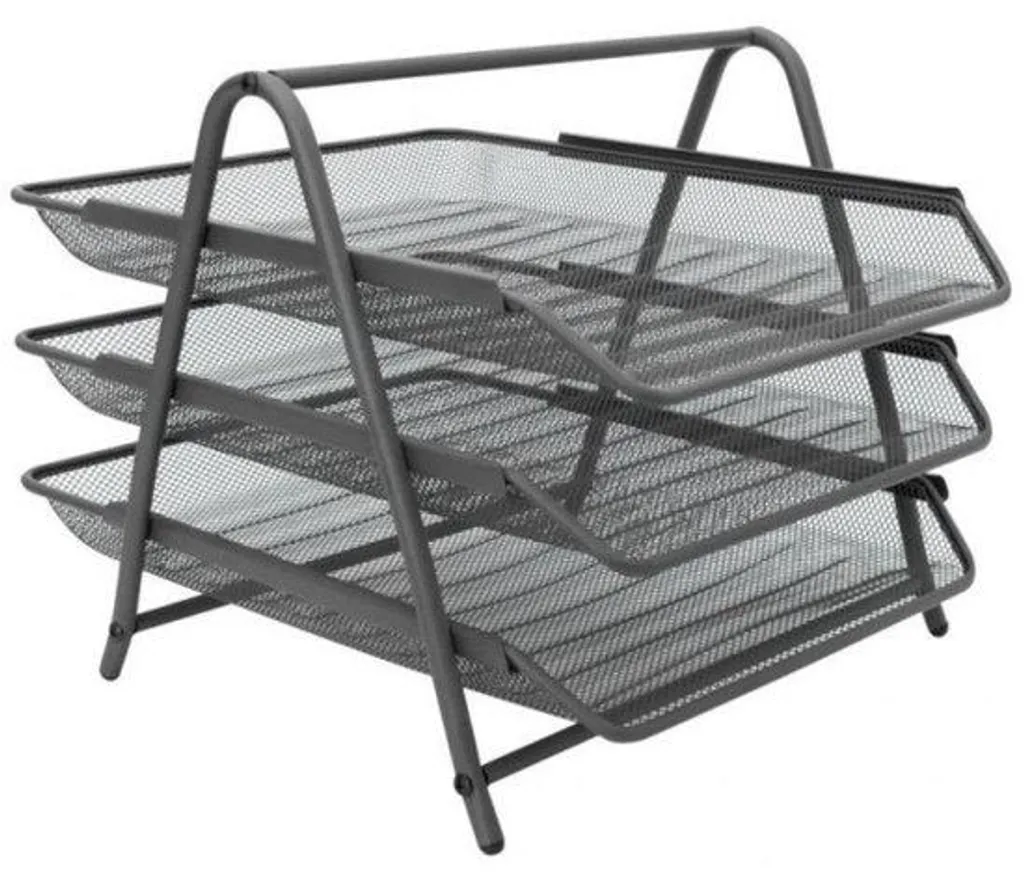 Module de rangement de bureau A4 en métal gris à 3 tiroirs de tri
