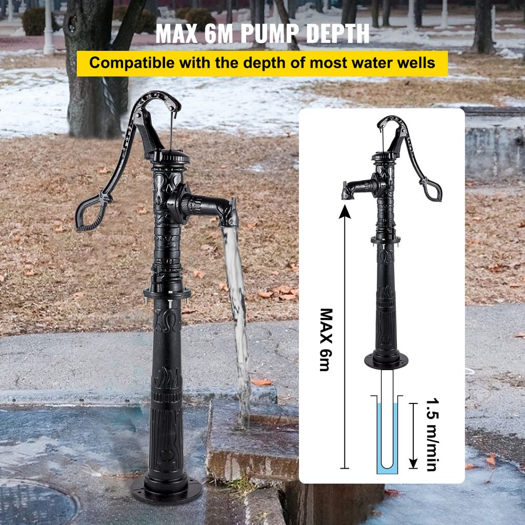 VEVOR Schwengelpumpe Gusseisen Gartenpumpe 40x15x68cm Produktbild 4
