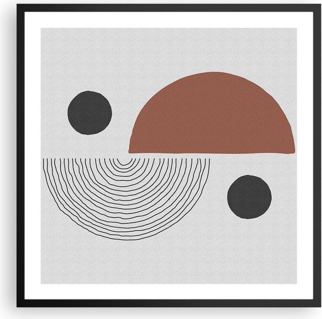 Gerahmtes Poster - Schwarzer Rahmen - Abstraktion Figuren Geometrisch - 60x60 cm - Wand Bild - Wanddeko - Wandbilder - Wandposter - Bilderrahmen - ...