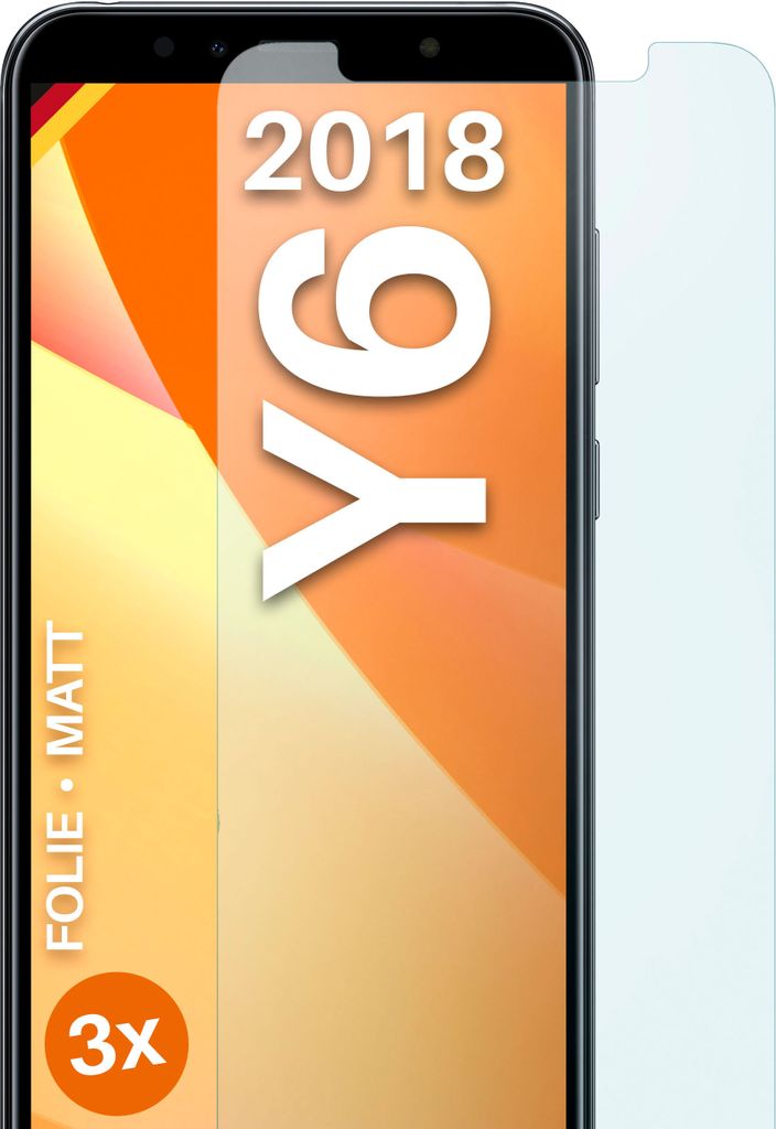 moex 3x Schutzfolie kompatibel mit Huawei Y6 (2018) - Displayschutzfolie Anti Reflex Folie, Matt