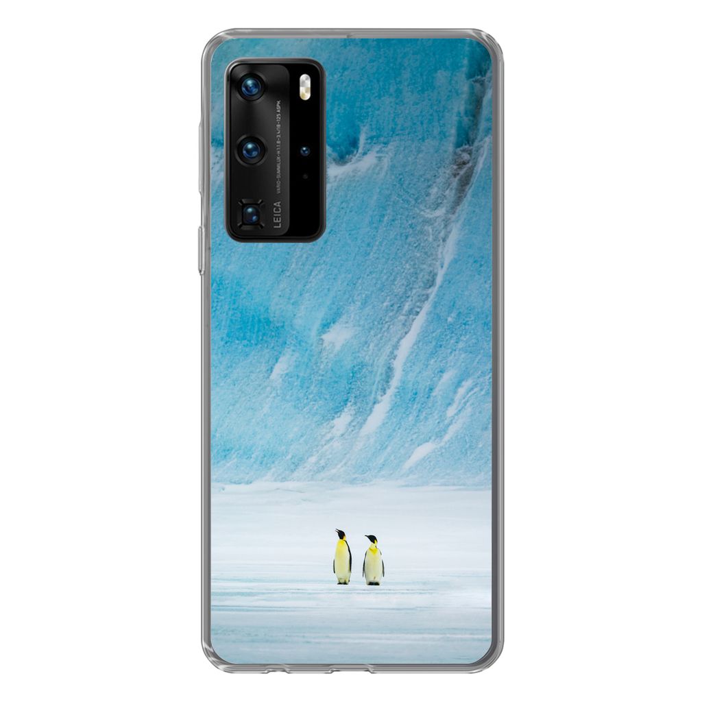 MuchoWow Handyhülle Schutzhülle Hülle für Huawei P40 Pro Zwei Kaiserpinguine vor einem Eisberg Silikon Softcase Handy Hülle - Schutz