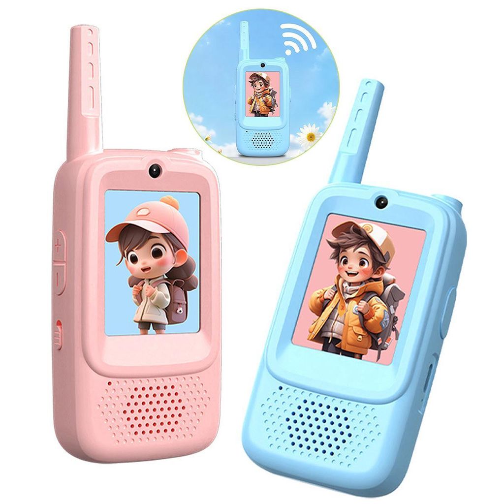 Video Walkie Talkie Kinder,2er Set,Spielzeug 3-12 Jahren,wiederaufladbare ,für Abenteuer im Freien,Camping Wandern