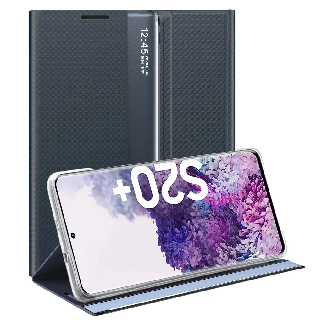 Custodia Samsung S20 Plus Anti-Urto: Pelle Blu Navy con Stand - 1