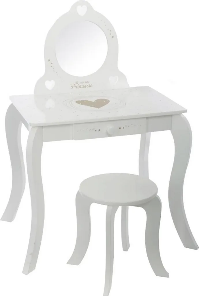 Petite Coiffeuse Princesse Eazy Living en Bois avec Miroir de Sécurité