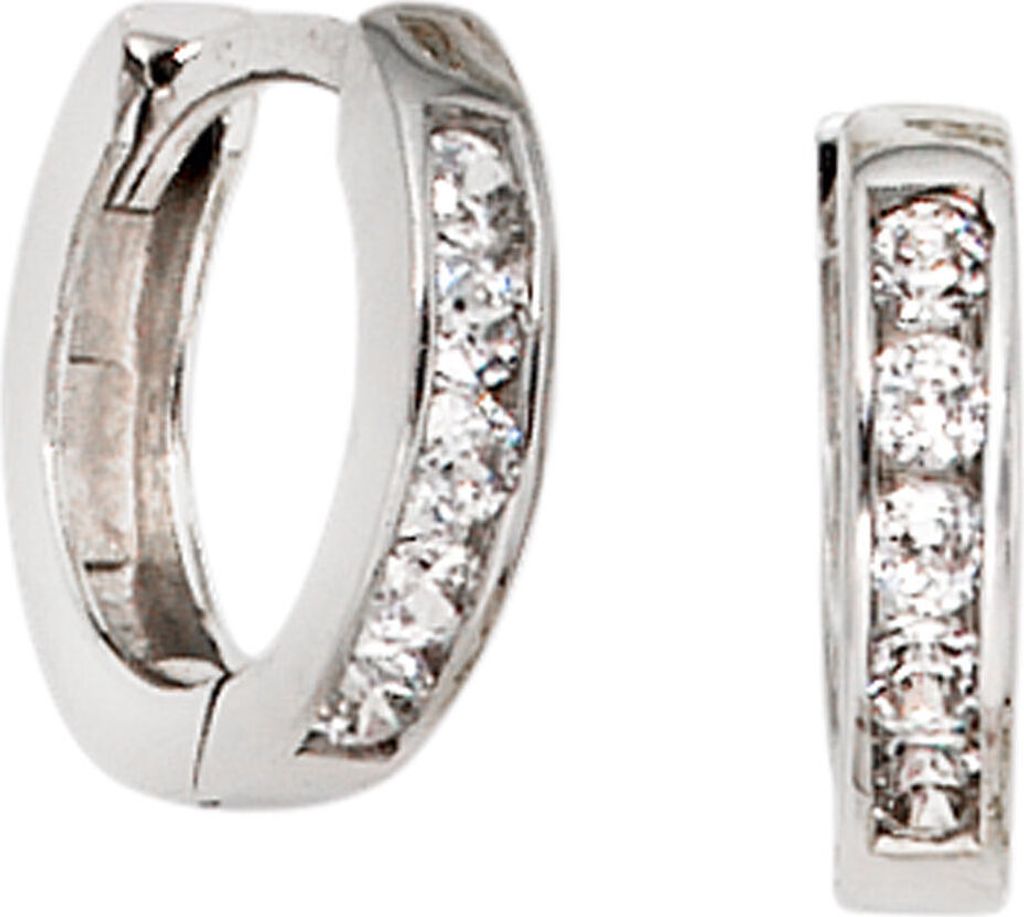 11,3mm Creolen Klappcreole Ohrringe mit 10 Zirkonia 375 Gold Weißgold