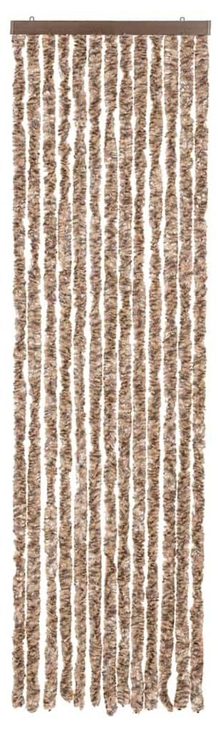 vidaXL Fliegenvorhang Beige und Dunkelbraun 56x200 cm Chenille