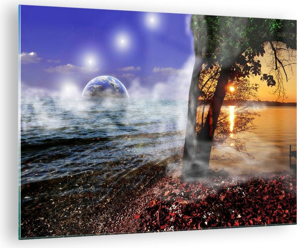 Bilder auf glas - Abstraktion Umwelt Erde - 70x50cm - Glasbilder - Wandbilder - Kunstdruck - zum Aufhängen bereit - Wanddekoration aus Glas - Glas...