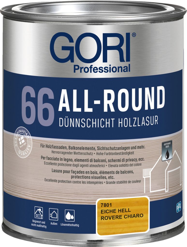 0,75L Gori 66 Allroundlasur 7801 Eiche Hell Holzschutz Produktbild