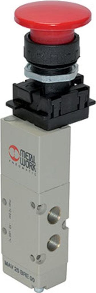 Riegler 5/2-Wegeventil, manuell, Pilztaster, monostabil, G 1/8