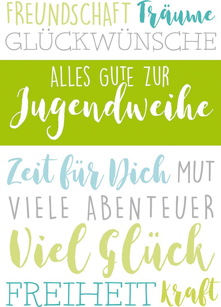 Jugendweihe Glückwunschkarte im Format 115 x 17cm mit Umschlag