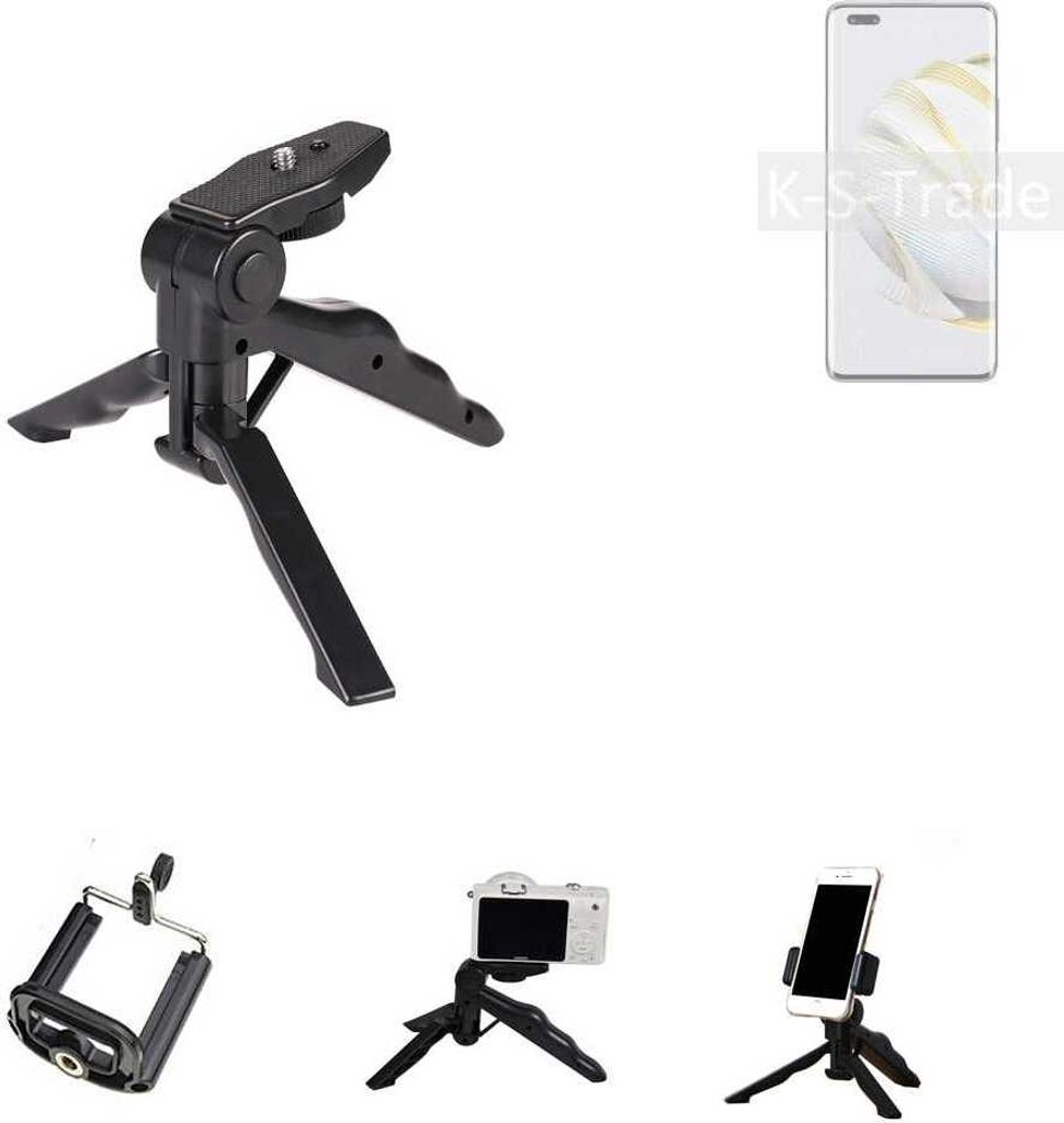 K-S-Trade Stativ Tisch-Ständer Dreibein Handy-Stativ Ständer kompatibel mit Huawei nova 10 Pro Mini-Stativ Smartphone Tripod Handy-Stativ aus