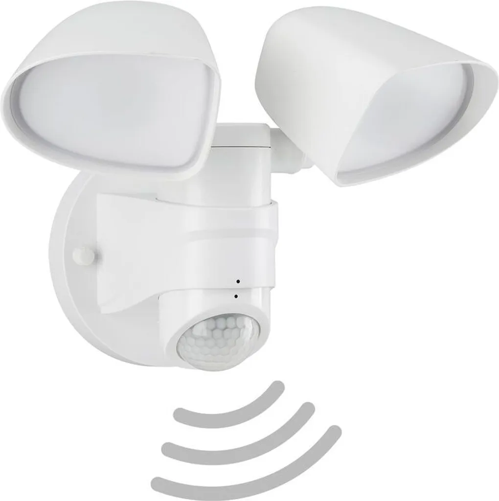 TELEFUNKEN - Lampada da esterno a LED, spot da esterno a parete con sensore, orientabile 10 Watt, 1000 Lumen, 4000 Kelvin luce bianca neutra, IP44, 258x218x160mm (LxWxH), proiezione 160mm, bianco.