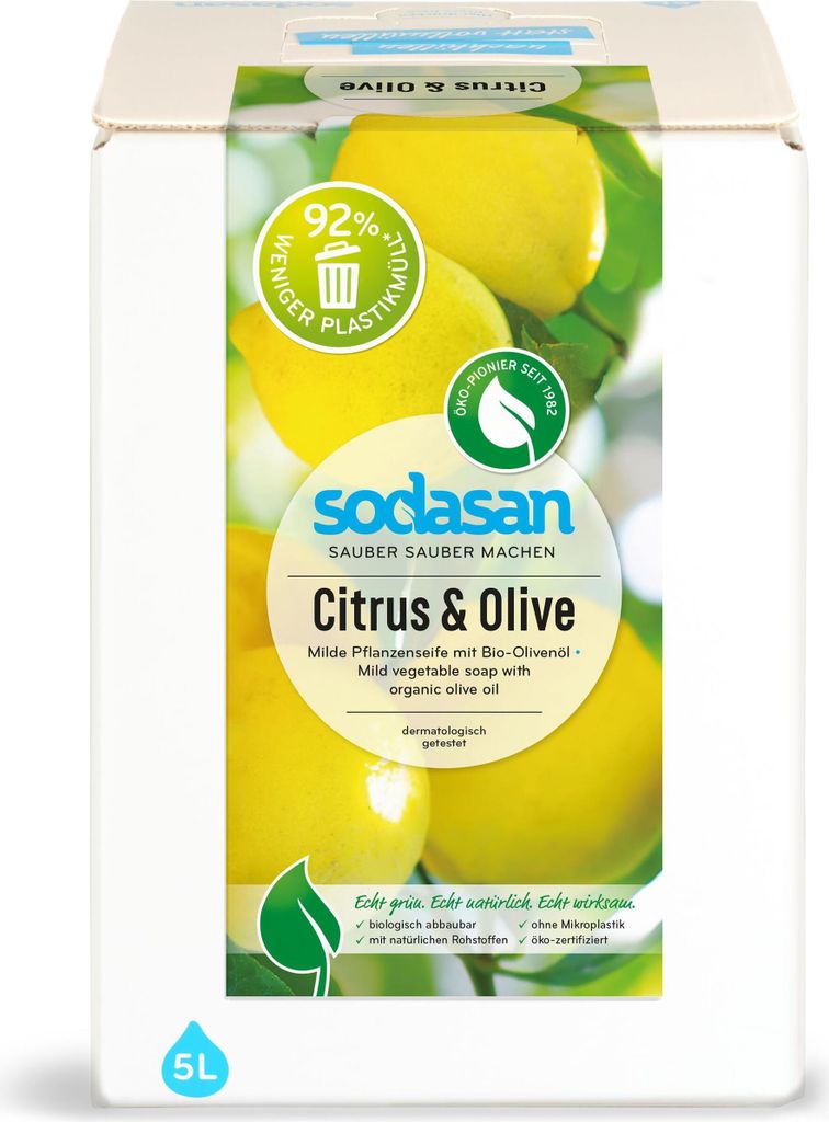 Sodasan tekuté mydlo Citrus & Olive 5L jemné rastlinné Obrázok produktu 