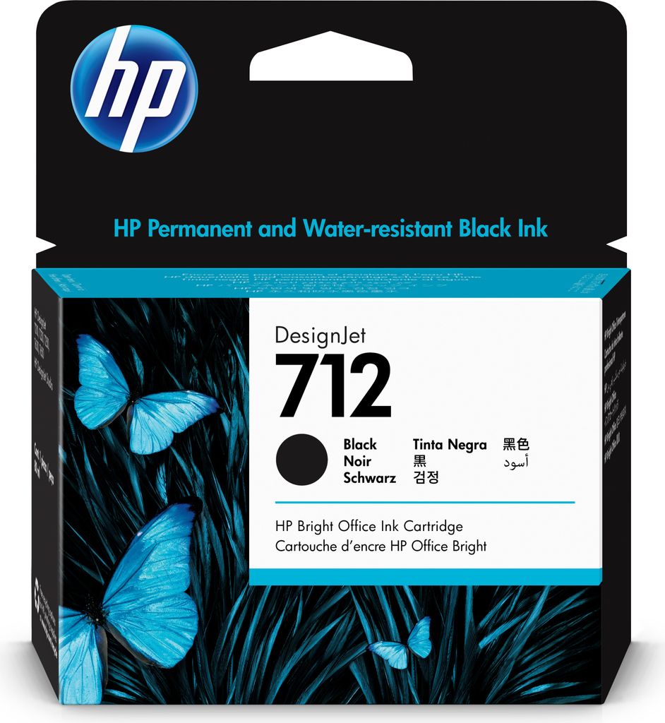 HP 712 Schwarz DesignJet Druckerpatrone, 80 ml