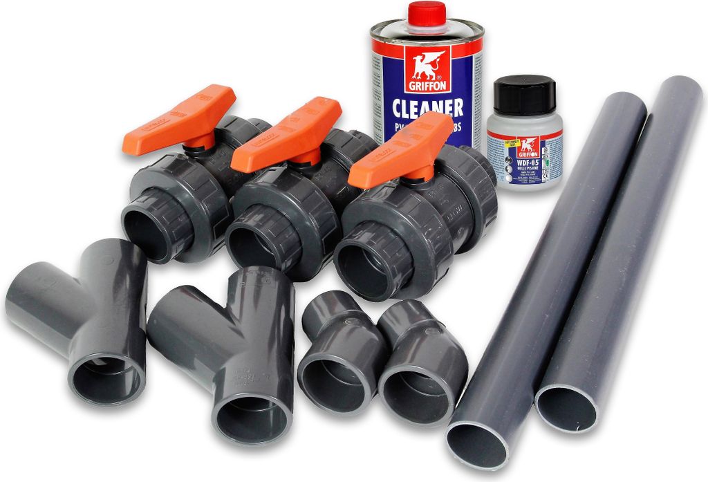 Bypass Set 2 45° für Wärmepumpen Ø 50 mm Poolheizung Schwimmbecken Pool Heizung