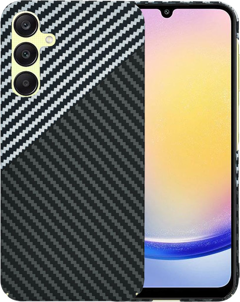 Techsuit Carbonite FiberShell Back Cover Hülle für Samsung Galaxy A25 - Weiß/Schwarz