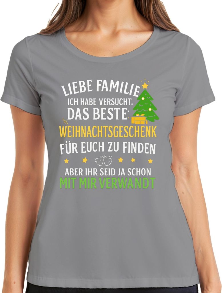 Liebe Familie bestes Weihnachtsgeschenk lustig verwandt Spruch Damen T-Shirt, Grau, XL