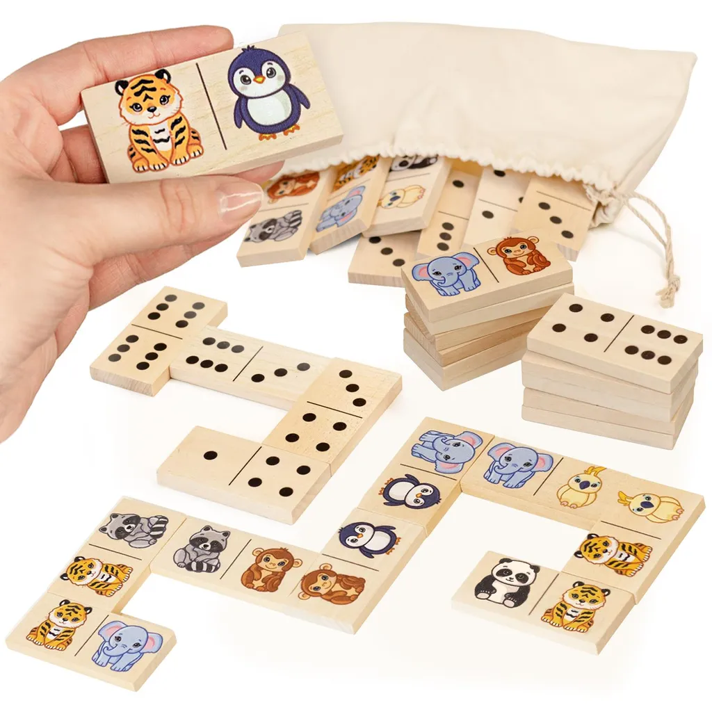 Domino Ulanik Animaux : Le Jeu en Bois pour Stimuler la Concentration