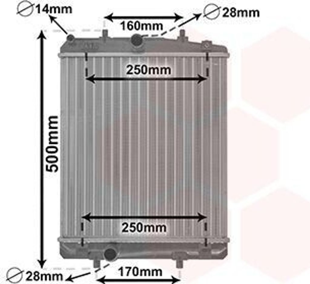VAN WEZEL 53002364 - OE 1330P2 Kühler, Motorkühlung für C1 (PM, PN), Aygo (B1)
