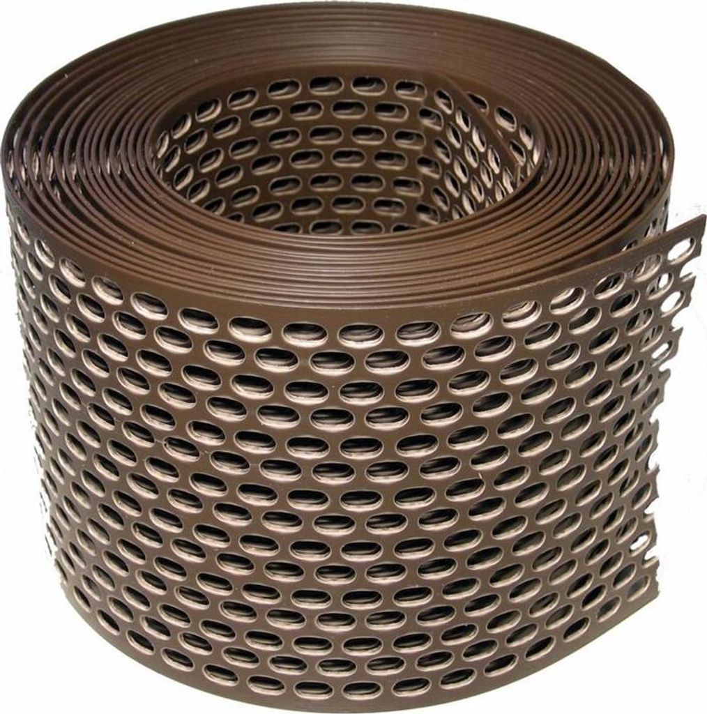 Traufgitter 50 mm, braun - Rolle a 5 m - Lüftungsband aus Hart-PVC - UV-stabilisiert