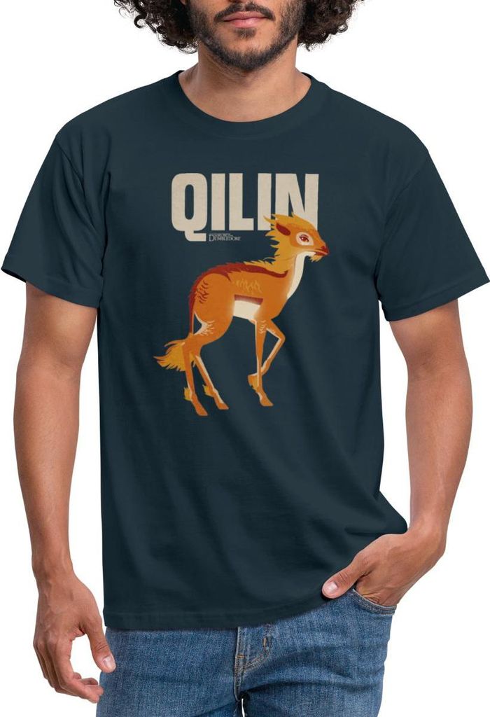 Spreadshirt Phantastische Tierwesen 3 Qilin Einhorn Männer T-Shirt, M, Navy